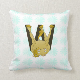 Coussin Monogramme W Funny Pony Personnalisé