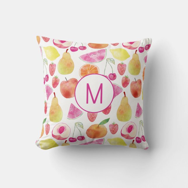 Coussin Monogramme Watecolore Fruit (Recto)
