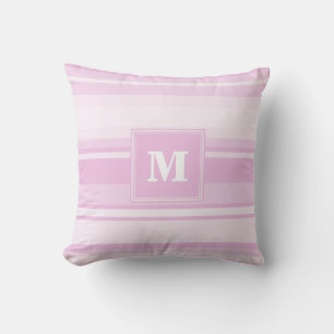Coussin Monogrammes à rayures roses pour bébé