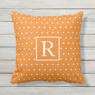 Coussin Monogrammes Citrouille Orange White Pois Automne