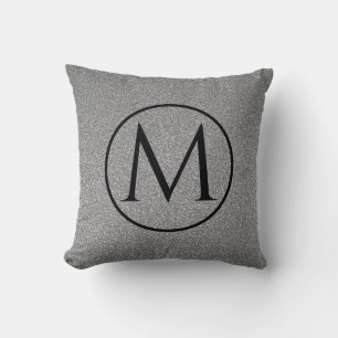 Coussin Monogrammes initial noir blanc gris Parties scinti