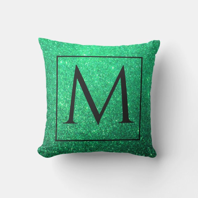Coussin Monogrammes Première Parties scintillant verte Sai (Recto)