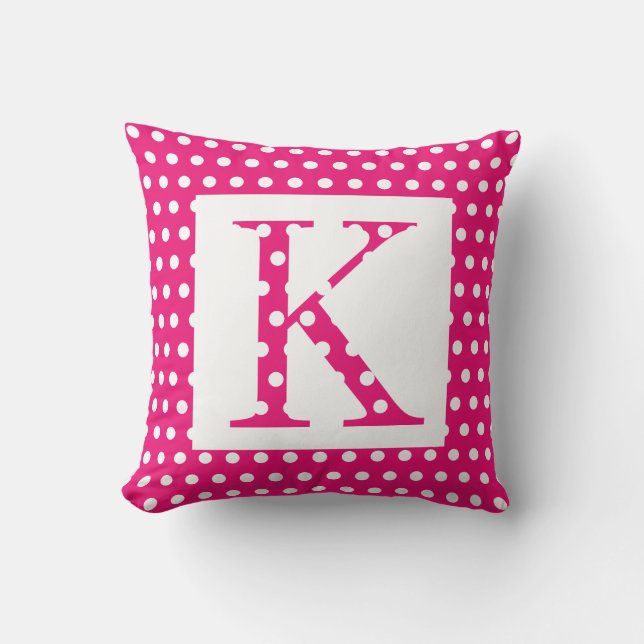 Coussin Monogrammes rose blanc Pois coloré unique (Recto)