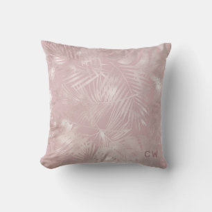 Coussin Monographie de feuillage tropical rose d'or