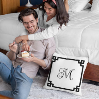 Coussin Monographie de la bordure de clé grecque noire