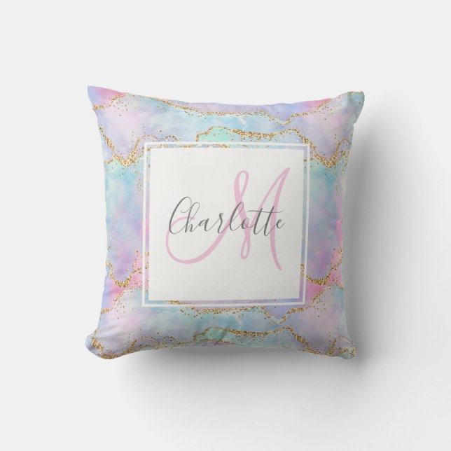 Coussin Monographie de la parties scintillant d'or iridesc (Recto)