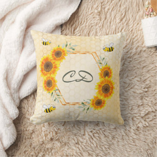 Coussin Monographie de l'abeille des tournesols
