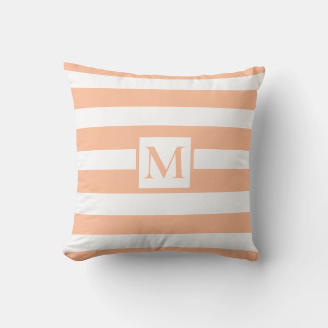 Coussin Monographie de lanières blanches de pêche orange d (Recto)