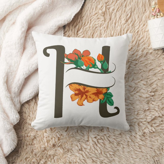 Coussin Monographie florale H lettre majuscule (Couverture)