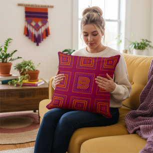 Coussin Monographie personnalisée Boho moderne géométrique