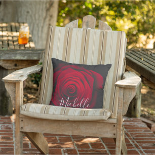 Coussin Monographie personnalisée rose rouge photo vintage