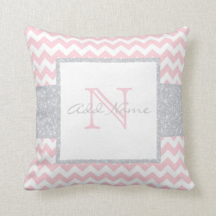 Coussin monographique Chevron Gray Pink Baby Girl