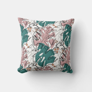 Coussin Monoline monstera feuilles avec taches de couleur