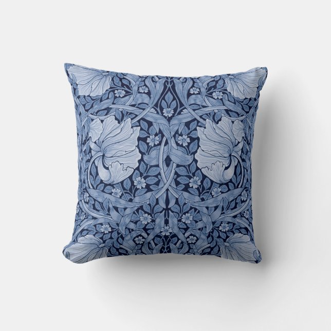 Coussin Monotone bleu Pimpernel, William Morris (Recto)