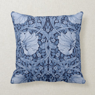 Coussin Monotone bleu Pimpernel, William Morris