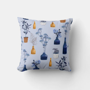 Coussin Monotone de fleurs modernes et vase, pot avec bot