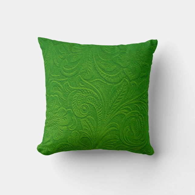 Coussin Monotones verts Floral Sweet cuir look (Recto)