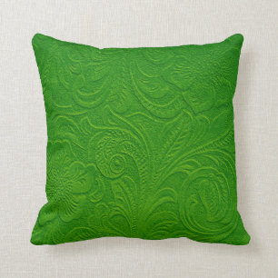 Coussin Monotones verts Floral Sweet cuir look