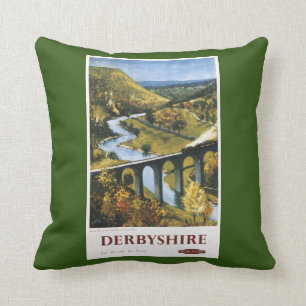 Coussin Monsal Dale, train et viaduc British Rail