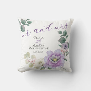 Coussin Monsieur et Madame Aquarelle Lavande Pivoine Flora