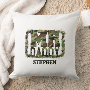 Coussin Monsieur Papa Conception de camouflage avec nom pe