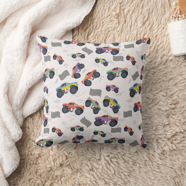 Coussin Monster Trucks Colorée Motif de course (Couverture)