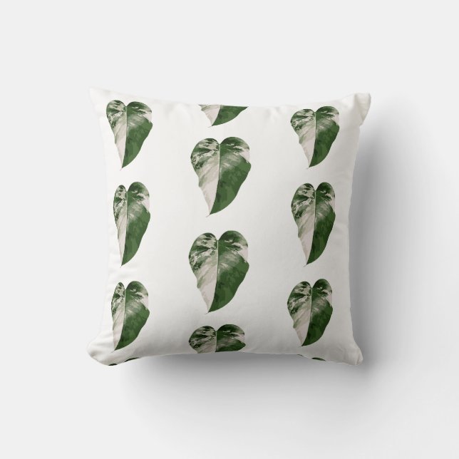 Coussin Monstera à feuilles en cœur botanique varié (Recto)