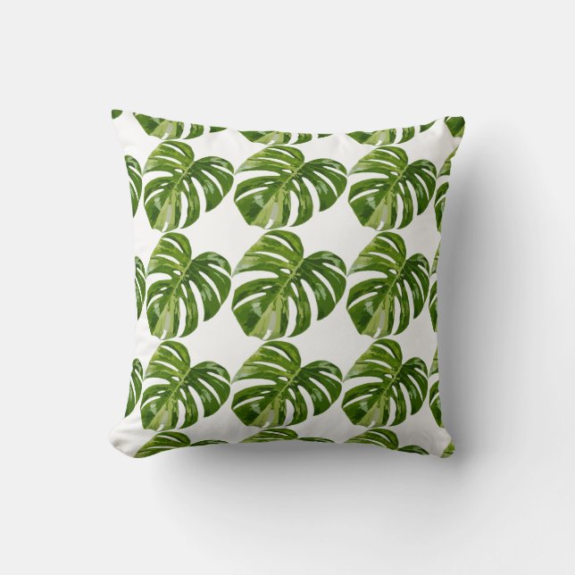 Coussin Monstera Albo Leaf - Botanical Home Decor (Recto)
