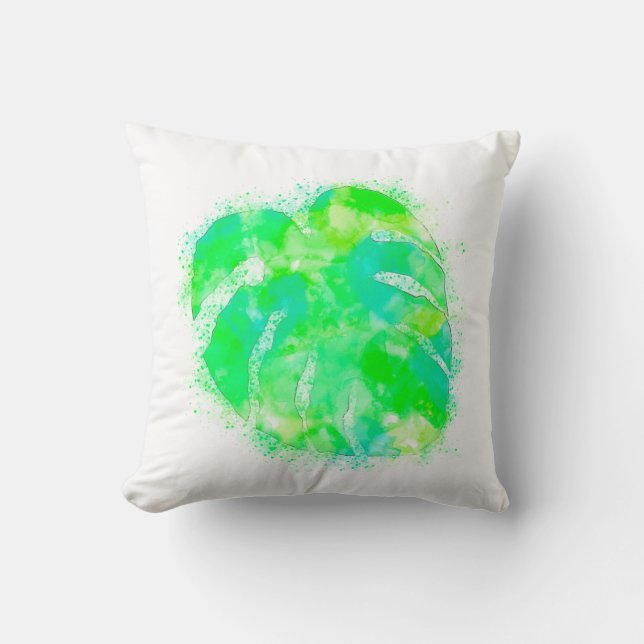 Coussin Monstera aquarelle  (Recto)