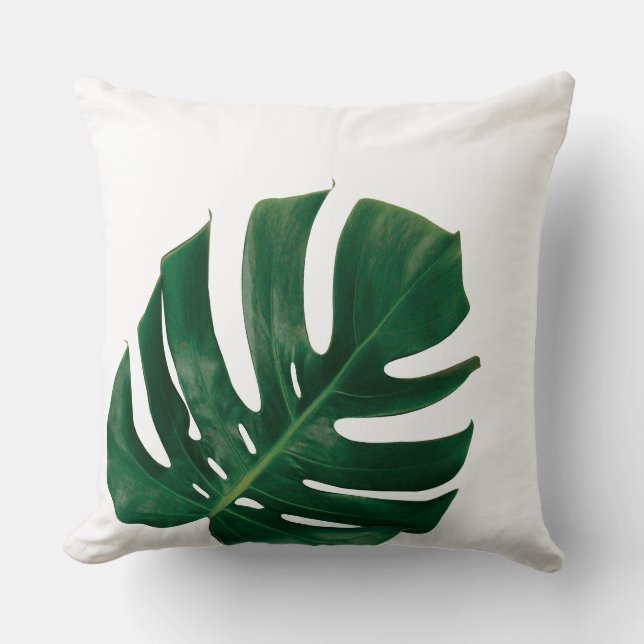 Coussin Monstera Leaf conception de l'île - Tropical Green (Recto)