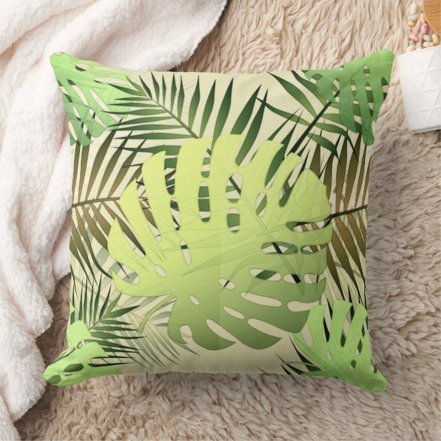 Coussin Monstera Palm Feuilles Jungle tropicale (Couverture)