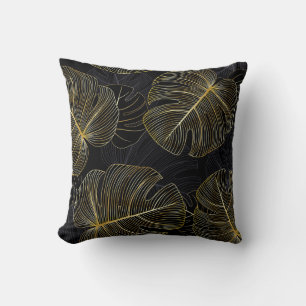 Coussin Monstère dorée feuille, romantique sans couture fl