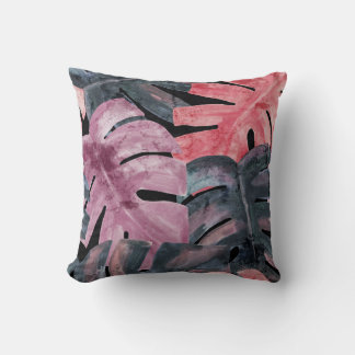 Coussin Monstère monochrome : Aquarelle Motif tropical.