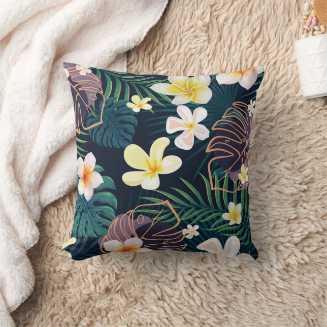 Coussin Monstère tropicale fleurs de plumeria feuille (Couverture)