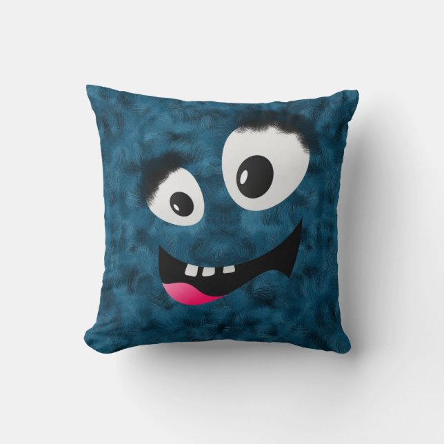 Coussin Monstre bleu fleur (Recto)