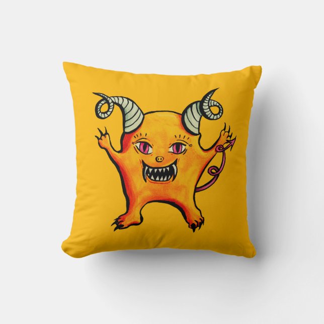 Coussin Monstre-Caricature de la Corne Cute (Recto)