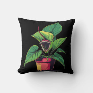 Coussin Monstre de plante carnivore vibrant Pop Art