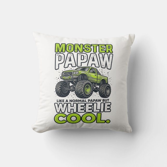 Coussin Monstre Papaw Roues Cool Drôle Monstre Camion Dés (Recto)