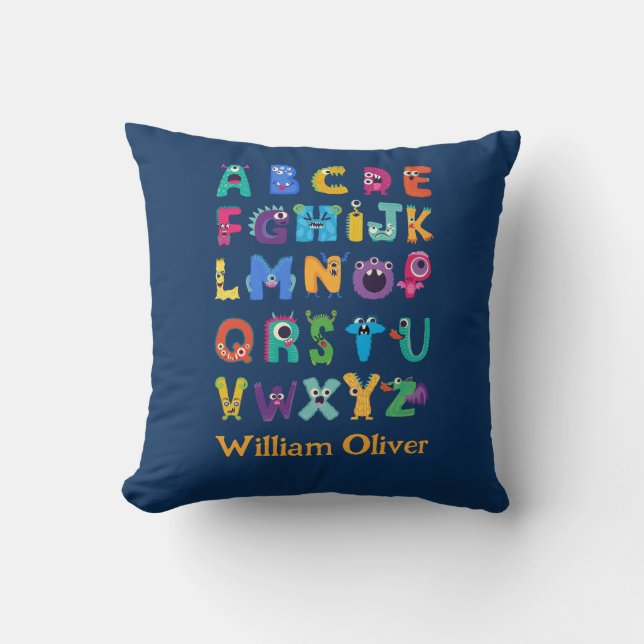 Coussin Monstre personnalisé ABC Monstres Silly Alphabet (Recto)