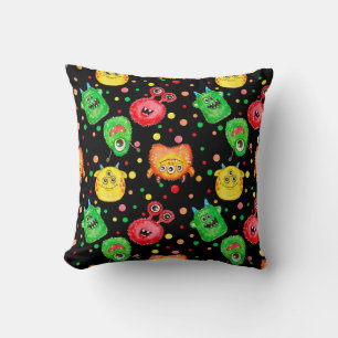 Coussin Monstres aquarelles : Motif mignon