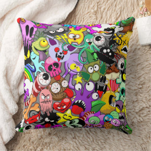 Coussin Monstres caractères mignons Motif d'Halloween