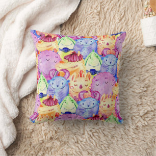 Coussin Monstres d'aquarelle mignonne