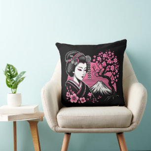 Coussin Mont Fuji de Geisha japonais Fleur de cerisier jap