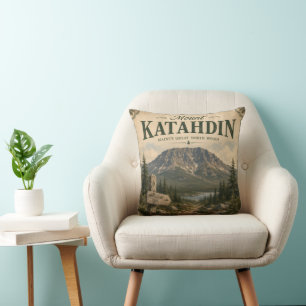 Coussin Mont Katahdin Maine Great North Woods Vintage