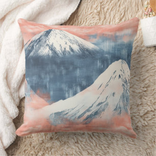 Coussin Montagne enneigée au coucher du soleil de lavande 