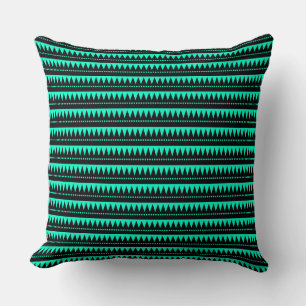 Coussin Montagnes Aztec - Noir sur Turquoise