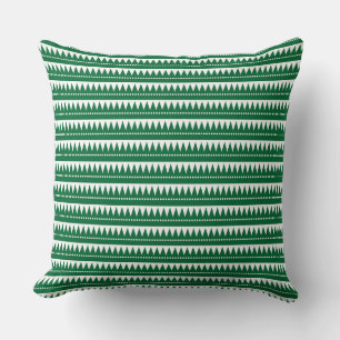 Coussin Montagnes Aztec - Vert Forêt sur Blanc