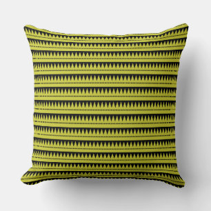 Coussin Montagnes Aztèques - Banana Jaune sur Noir