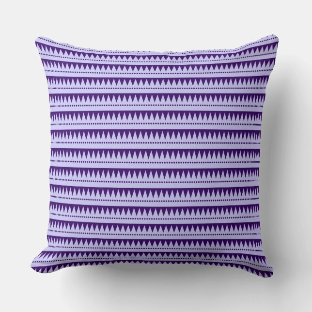Coussin Montagnes aztèques - Bleu poudre sur violet foncé (Recto)