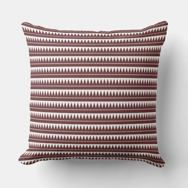 Coussin Montagnes Aztèques - Brown foncé sur blanc (Recto)